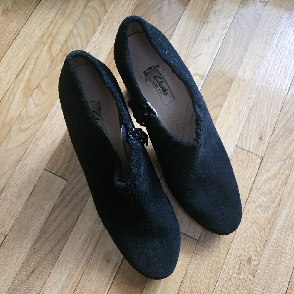 Clarks Black Suede Ankle Boots